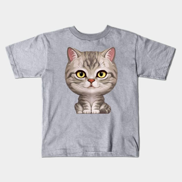 Silver Tabby Cat Kids T-Shirt by stonemask